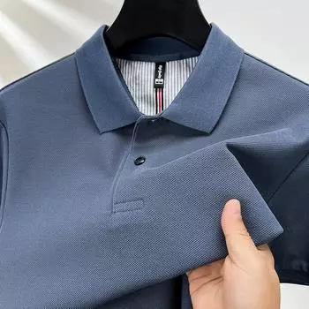Весенняя мужская молодежная однотонная рубашка-поло, деловая джентльменская рубашка с воротником, тонкая футболка с короткими рукавами, мужская одежда