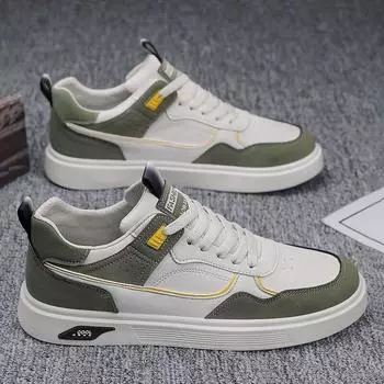 Весенняя мужская обувь 2024 года. Новые дышащие маленькие белые туфли. Мужская трендовая универсальная спортивная и повседневная обувь на толстой подошве. Туфли для доски. Модная обувь. 39 чёрный