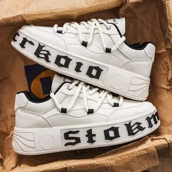 Весенняя мужская обувь 2025 года, новая популярная обувь на толстой подошве, тренд, универсальная модная спортивная обувь Xiaobai, повседневная обувь прилив 39 чёрный