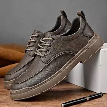 Весенняя мужская обувь для активного отдыха, повседневные ретро-ботинки Martin, низкие черные кожаные туфли, модные туфли на платформе из кожи 38 хаки