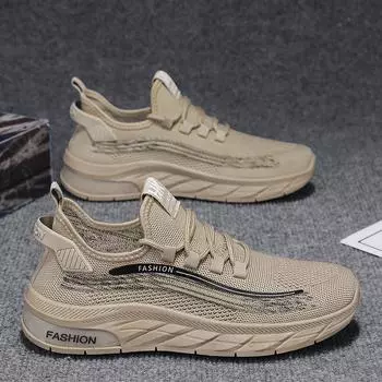 Весенняя мужская обувь для страхования труда 2025 года, новая сетчатая дышащая обувь для отдыха и спорта с мягкой подошвой, нескользящая обувь для строительных площадок 39 бежевый