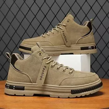 Весенняя мужская обувь Дышащая обувь с высоким берцем Мужская трендовая универсальная нескользящая износостойкая рабочая обувь Повседневная обувь для сноуборда Модная обувь 39