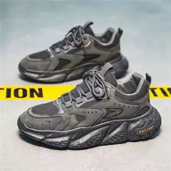 Весенняя мужская обувь, дышащая сетчатая обувь, мужские кроссовки, тренд, универсальная толстая подошва, повседневная обувь для бега Daddy Shoes 39