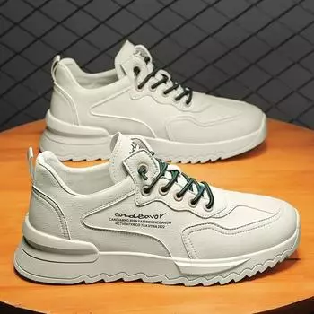 Весенняя мужская обувь, дышащая водонепроницаемая обувь, мужская трендовая универсальная обувь на толстой подошве, белые туфли для спорта и отдыха, обувь Dad Tide 39