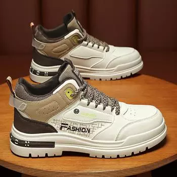 Весенняя мужская обувь. Дышащие туфли с высоким берцем. Мужские модные одинаковые маленькие белые туфли на толстой подошве. Спортивная повседневная обувь для мужчин. 39