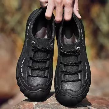 Весенняя мужская обувь из коровьей кожи для походов и треккинга, большой размер 39-48 39 коричневый