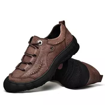 Весенняя мужская обувь из коровьей кожи для походов и треккинга, большой размер 39-48 39 чёрный