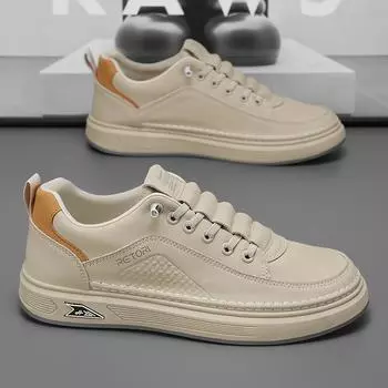 Весенняя мужская обувь Новая дышащая белая обувь Мужские модные универсальные кроссовки на толстой подошве Повседневная кожаная обувь Обувь Модная обувь 39
