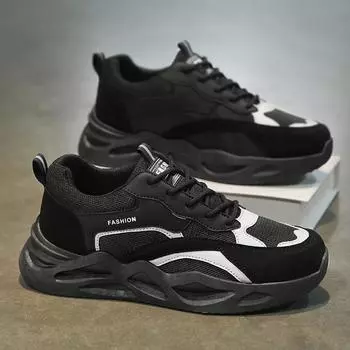 Весенняя мужская обувь Новая дышащая обувь для защиты труда для мужчин Модная универсальная обувь на толстой подошве Нескользящая спортивная обувь Повседневная обувь для папы Мужская 39