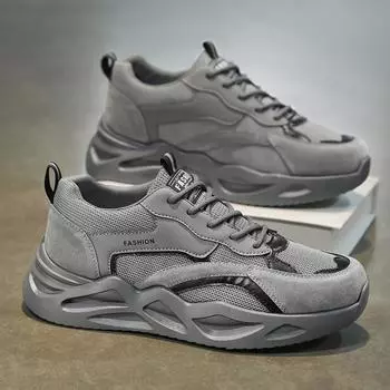 Весенняя мужская обувь Новая дышащая обувь для защиты труда для мужчин Модная универсальная обувь на толстой подошве Нескользящая спортивная обувь Повседневная обувь для папы Мужская 39
