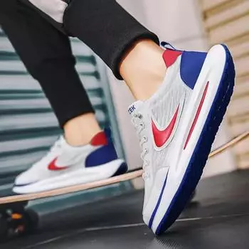 Весенняя мужская обувь, новая модная дышащая обувь, мужская модная спортивная обувь на толстой подошве, повседневная обувь, мужская спортивная обувь 41 красный