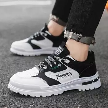 Весенняя мужская обувь. Новые дышащие туфли с высоким берцем. Мужские модные белые туфли на толстой подошве. Спортивная повседневная мужская обувь Borad. 39