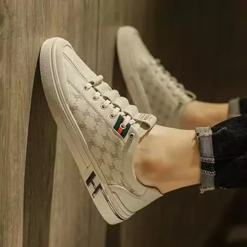 Весенняя мужская обувь, тренд, универсальные маленькие белые туфли на плоской подошве, мужская повседневная кожаная обувь с одной педалью, летняя дышащая спортивная обувь Tide 39 белый