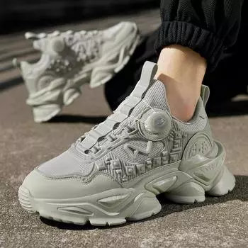 Весенняя мужская обувь Trendy Daddy Shoes plus Size Rotating Button Men s Running Sneakers 39 серый