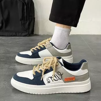 Весенняя мужская обувь Высококачественный дизайн Нишевая обувь для мальчиков на плоской подошве Повседневная универсальная спортивная обувь Модная обувь 39