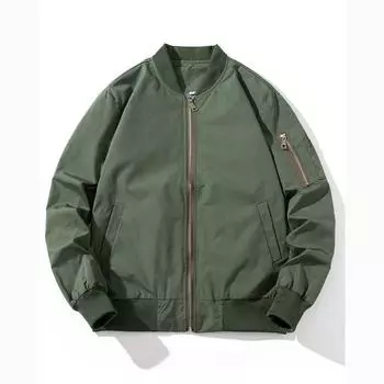 Весенняя мужская повседневная куртка-бомбер на молнии с карманом XXXL чёрный