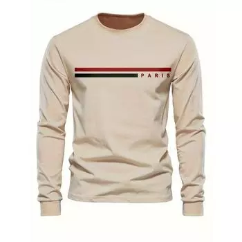 Весенняя мужская повседневная одежда в уличном стиле с круглым вырезом, свободная модная толстовка с буквенным узором, креативная футболка с длинным рукавом S