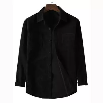 Весенняя мужская повседневная однотонная рубашка с длинным рукавом и лацканами XXXL белый