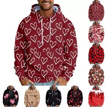 Весенняя мужская повседневная толстовка с капюшоном и свободными плечами с принтом XL винный