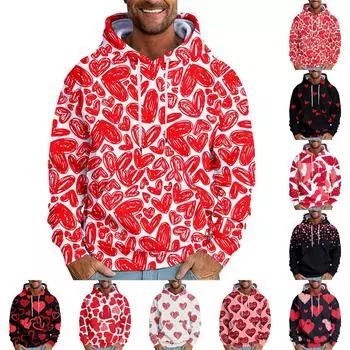 Весенняя мужская повседневная толстовка с капюшоном и свободными плечами с принтом XXL киноварь