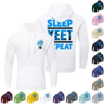 Весенняя мужская повседневная толстовка с капюшоном и свободными плечами с принтом L бежевый