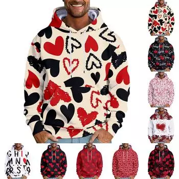 Весенняя мужская повседневная толстовка с капюшоном и свободными плечами с принтом XXL красный