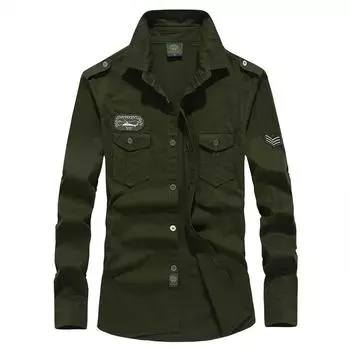 Весенняя мужская рубашка с длинными рукавами для мужчин, большой размер, повседневная рубашка для мужчин на весну и осень M хаки