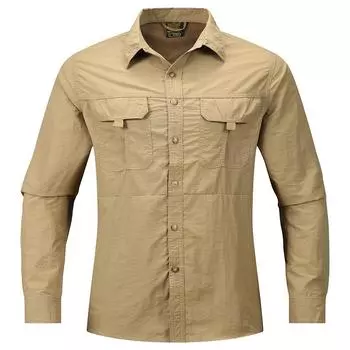Весенняя мужская рубашка свободного покроя большого размера с несколькими карманами и длинными рукавами, мужская повседневная спортивная быстросохнущая рубашка, мужская одежда M