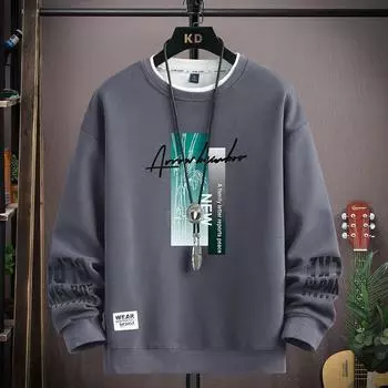 Весенняя мужская толстовка с длинным рукавом с принтом японских мультяшных кошек, модная мужская одежда цвета хаки с круглым вырезом, топ Harajuku 2024 года, новинка M чёрный