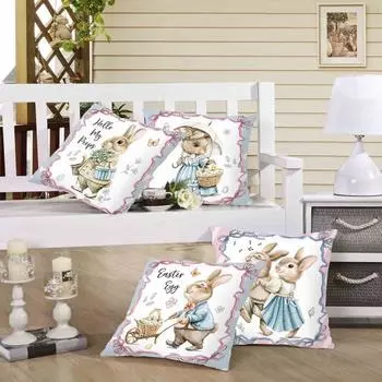 Весенняя наволочка с пасхальным кроликом, украшение наволочки, мягкая износостойкая невыцветающая квадратная наволочка для спальни, наволочка G