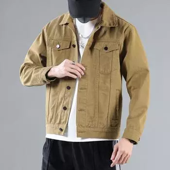 Весенняя новая джинсовая куртка мужская модная брендовая зеленая свободная рабочая куртка модные топы мужская одежда M