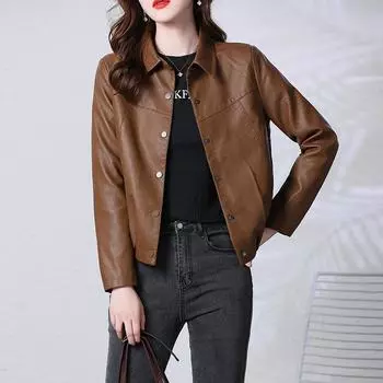 Весенняя новая классическая универсальная куртка из натуральной овчины, модный тренд, короткая кожаная куртка S
