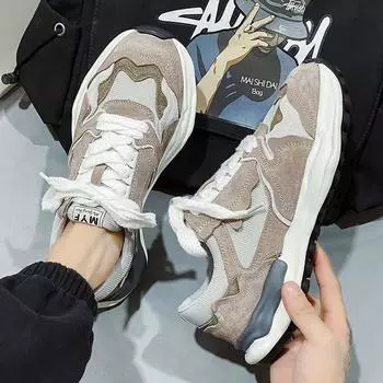 Весенняя новая корейская версия ботинок с круглым носком, молодежные туфли на платформе для занятий спортом на открытом воздухе, низкие туфли на шнуровке для пап 39