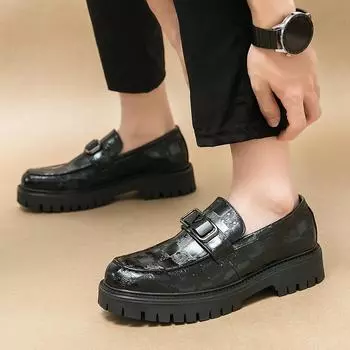 Весенняя новая корейская версия модных персональных деловых повседневных кожаных туфель мужская обувь британский стиль туфли на платформе кожаные 38