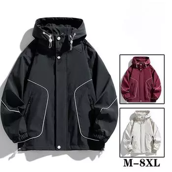 Весенняя новая куртка большого размера мужская с капюшоном свободная рабочая одежда модный бренд для активного отдыха для полных мужчин водонепроницаемая и водонепроницаемая M