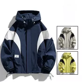 Весенняя новая куртка большого размера мужская с капюшоном свободная куртка модная горная куртка для толстых мужчин M хаки