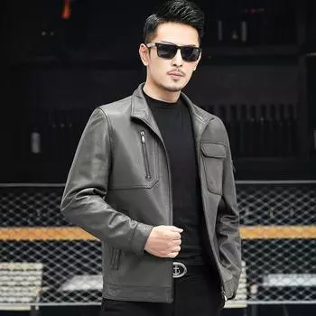 Весенняя новая куртка из натуральной кожи, мужская куртка из овчины, мотоциклетная куртка в деловом корейском стиле для мужчин L