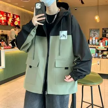 Весенняя новая куртка мужская модная в гонконгском стиле высококачественная студенческая куртка с капюшоном куртка M