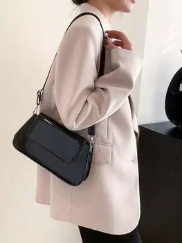 Весенняя новая лаковая сумка-палка пикофарады, модная повседневная сумка через плечо из искусственной кожи, маленькая квадратная сумка синий