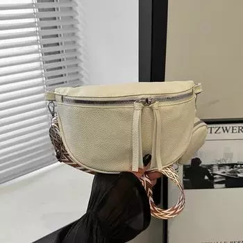 Весенняя новая модная нагрудная сумка женская фактурная сумка женская 2024 повседневная эстетическая индивидуальная сумка-седло одно плечо женская сумка прилив чёрный