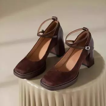 Весенняя новая модная однотонная уличная женская обувь с круглым носком на толстом каблуке и нескользящим ремешком на щиколотке, Zapatos Para Mujeres 35