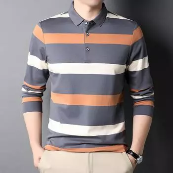 Весенняя новая модная повседневная рубашка-поло с тонкими лацканами для мужчин молодого и среднего возраста, футболка с длинными рукавами M