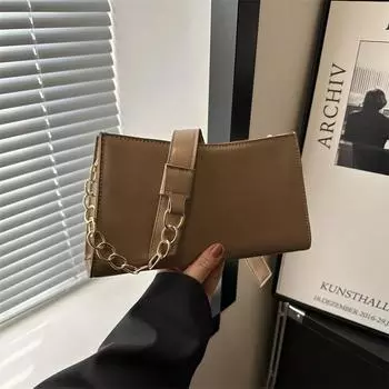 Весенняя новая модная сумка простого дизайна 2024 года, однотонная текстурная сумка через плечо, модная женская сумка чёрный