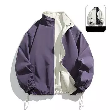 Весенняя новая модная свободная повседневная однотонная куртка с лацканами мужская двусторонняя куртка мужская одежда S