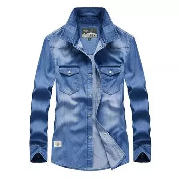 Весенняя новая мужская джинсовая рубашка мужская повседневная одежда с длинными рукавами рубашка на весну и осень S