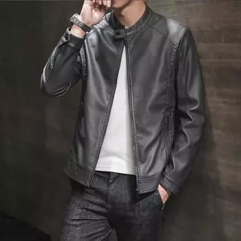 Весенняя новая мужская куртка из искусственной кожи корейской версии, тонкая мужская молодежная красивая кожаная куртка, верхняя куртка-локомотив M