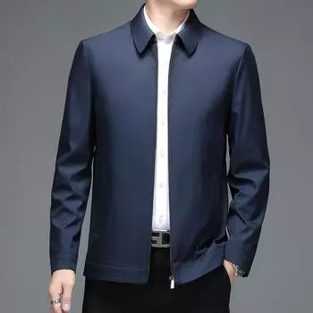 Весенняя новая мужская куртка в деловом стиле с лацканами для пап среднего возраста, тонкая мужская куртка 170 хаки