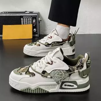 Весенняя новая мужская обувь 2025 года универсальная повседневная обувь на платформе нескользящие белые туфли нишевый дизайн оригинальные туфли для доски мужские 39 синий