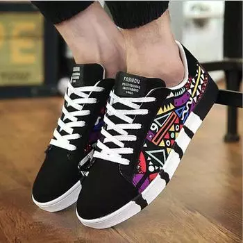 Весенняя новая мужская повседневная обувь, модная обувь, парусиновая обувь, корейский спорт, модная обувь для студентов-мужчин 40 чёрный