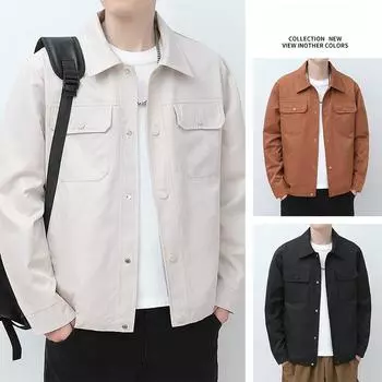 Весенняя новая однотонная куртка мужская повседневная универсальная модная зеленая куртка большого размера с лацканами M